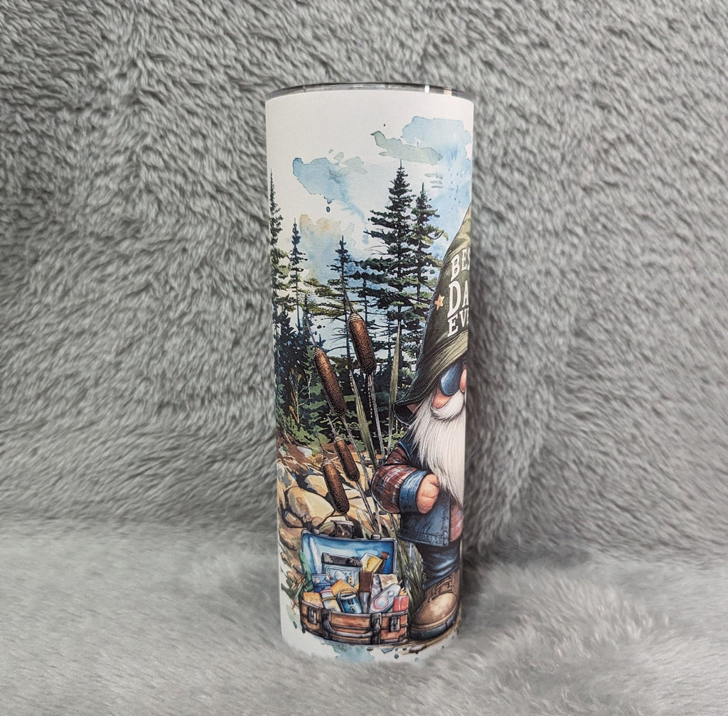 Best Dad Ever Fishing Gnome Tumbler 20oz With Reusable Straw, Can Be Personalized