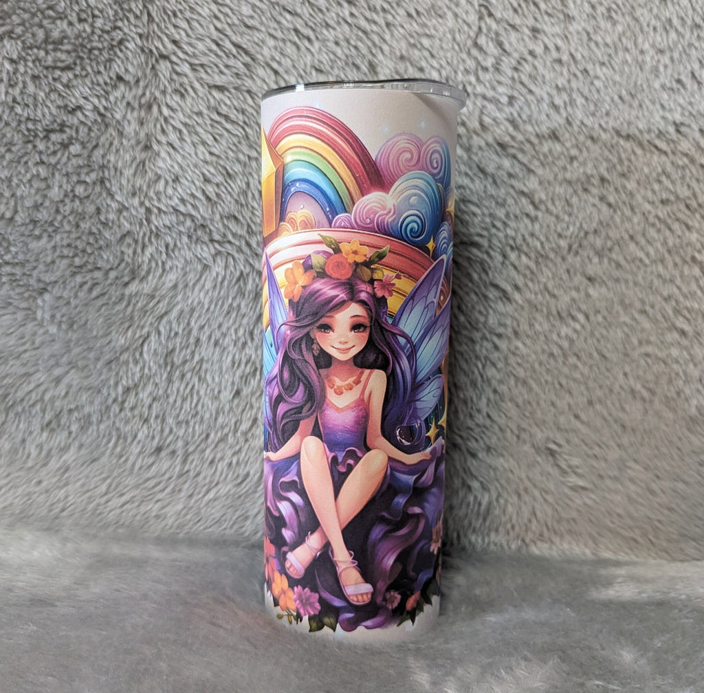 Pretty Girl Fairy Tumbler 20oz With Reusable Straw, Can Be Personalized