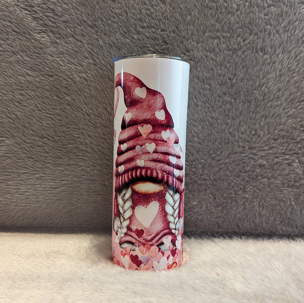 Gnome Tumbler With A Cute Gnome Couple 20oz With Reusable Straw, Can Be Personalized