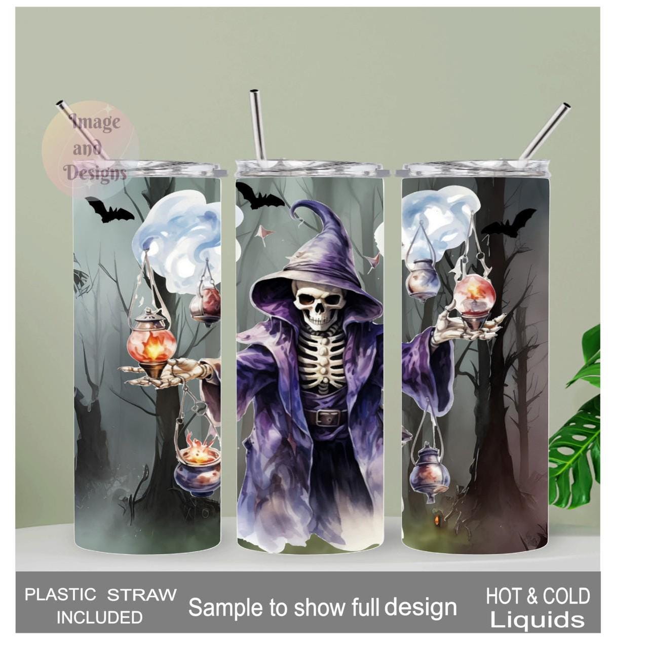 Skeleton Goblin Tumbler 20oz With Reusable Straw, Can Be Personalized