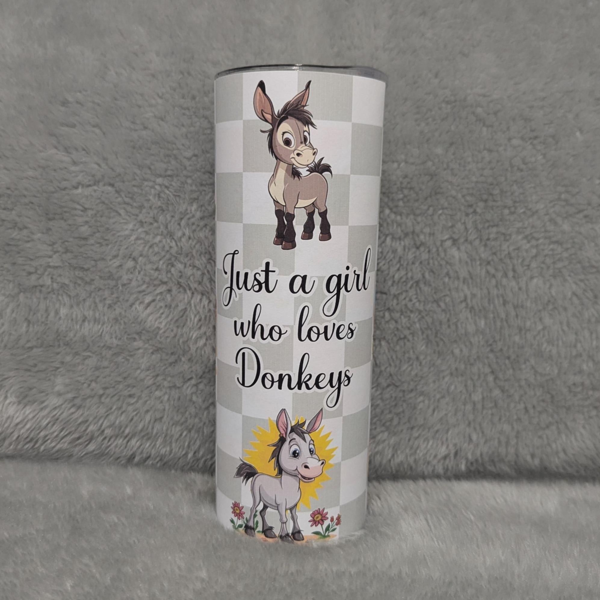 Juat A Girl Who Loves Donkeys Tumbler 20oz With Reusable Straw