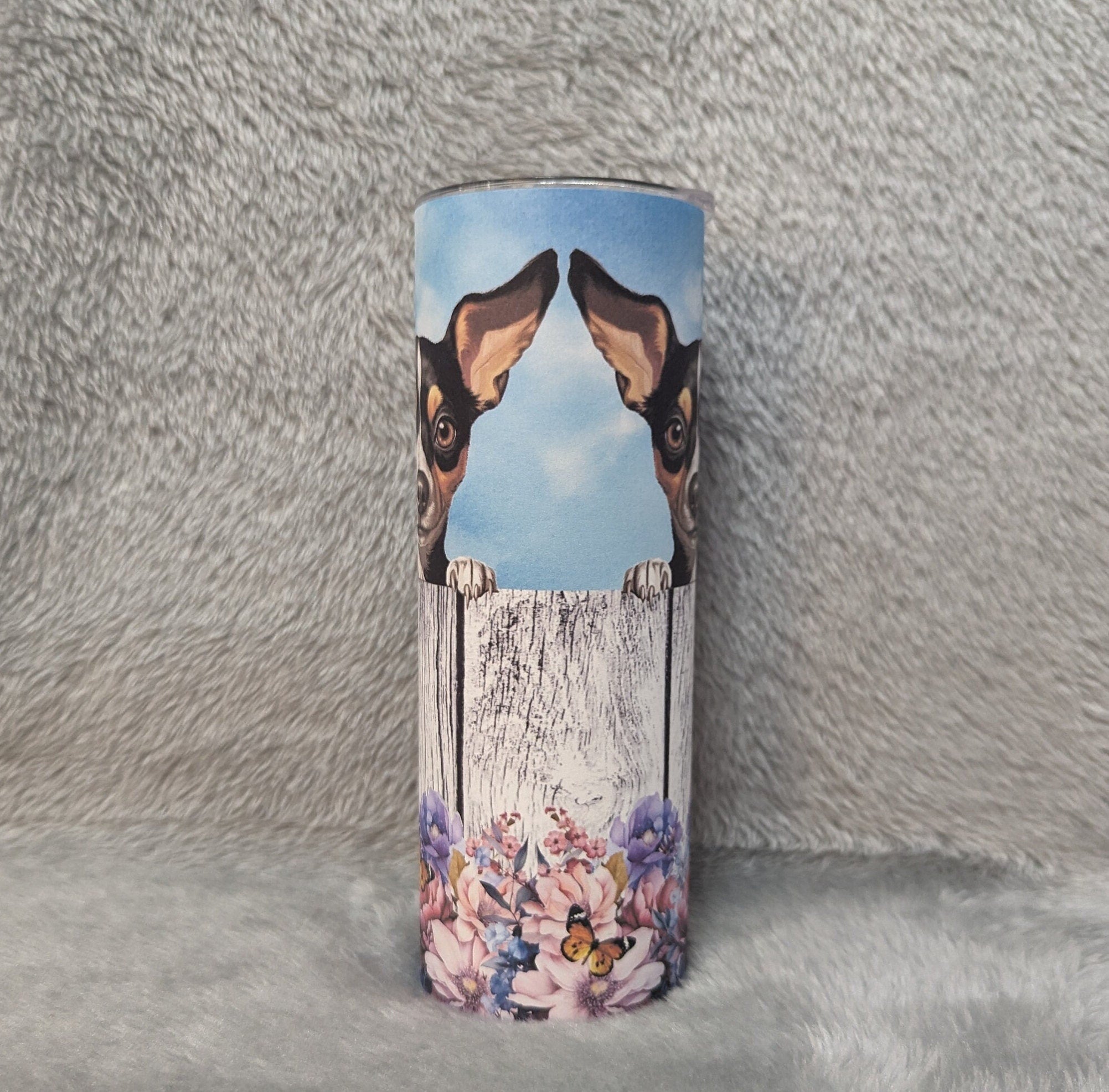 Adorable Terrier Dog Tumbler 20oz With Reusable Straw, Can Be Personalized
