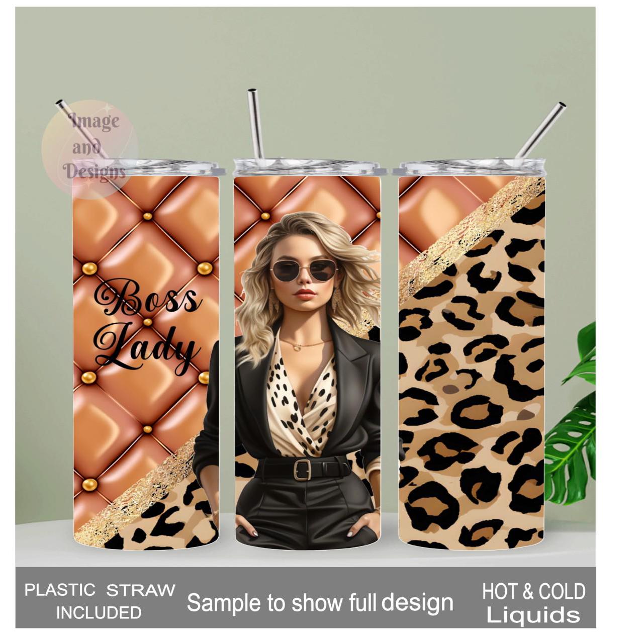Boss Lady Tumbler 20oz With Reusable Straw, Can Be Personalized