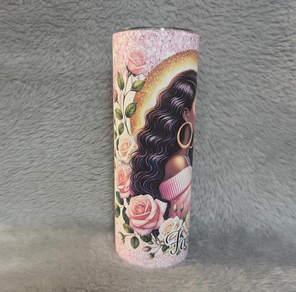 Praying Girl With Faith Tumbler 20oz With Reusable Straw, Can Be Personalized