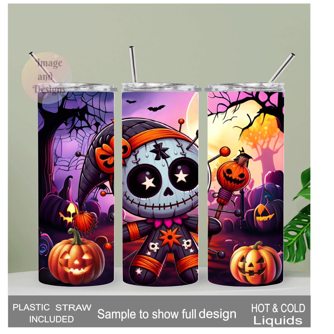 Halloween Mummy Tumbler 20oz With Reusable Straw, Can Be Personalized