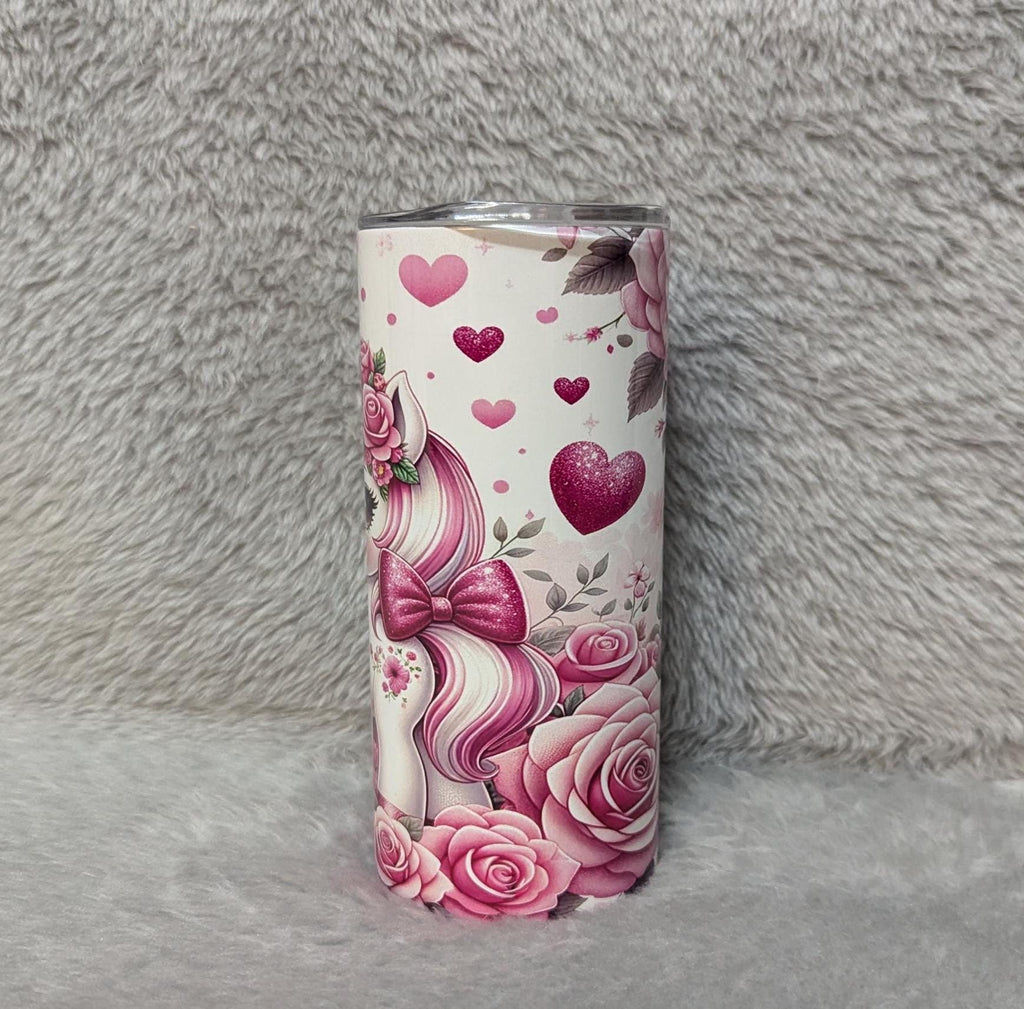 Adorable Kids Unicorn Pony Tumbler 15oz With Reusable Straw, Can Be Personalized