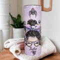 Halloween Messy Bun Girl Tumbler 20oz With Reusable Straw, Can Be Personalized
