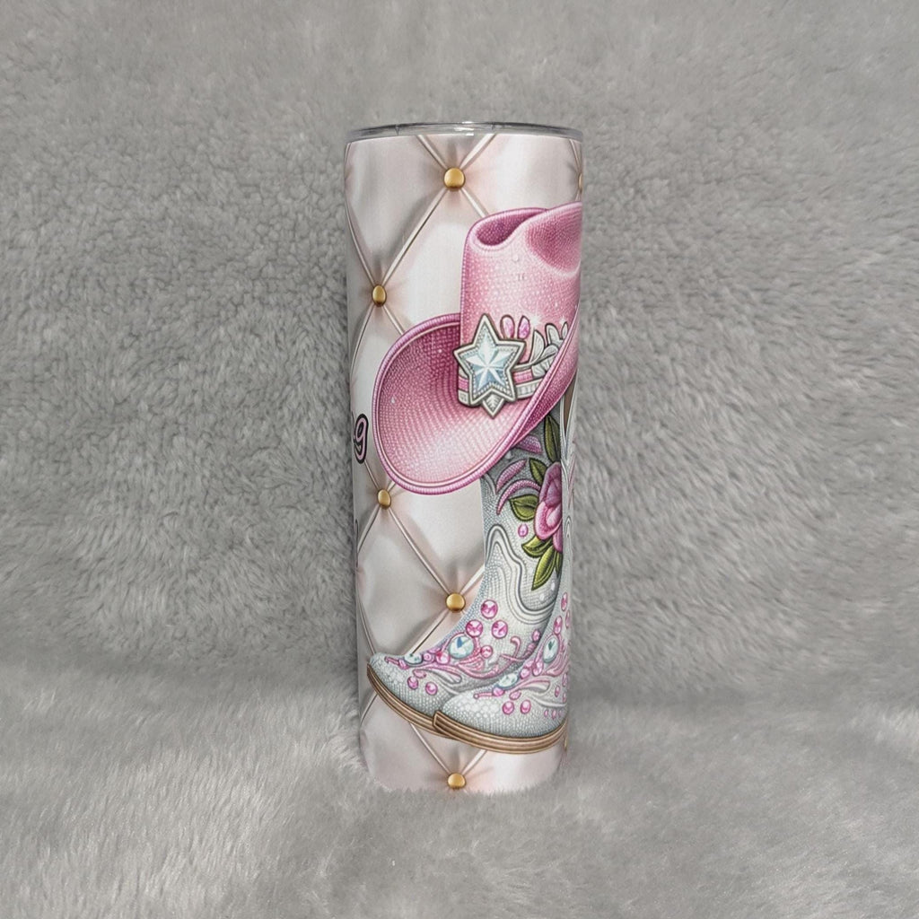 Cowgirl Boots and Bling Tumbler 20oz With Reusable Straw, Can Be Personalized