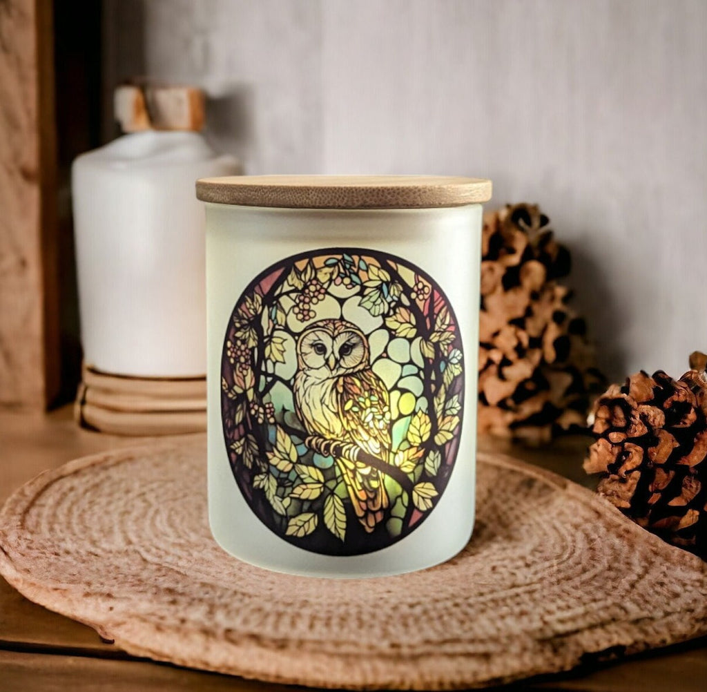 Handmade Owl Candle Holder with Battery Operated Flickering Tea Light