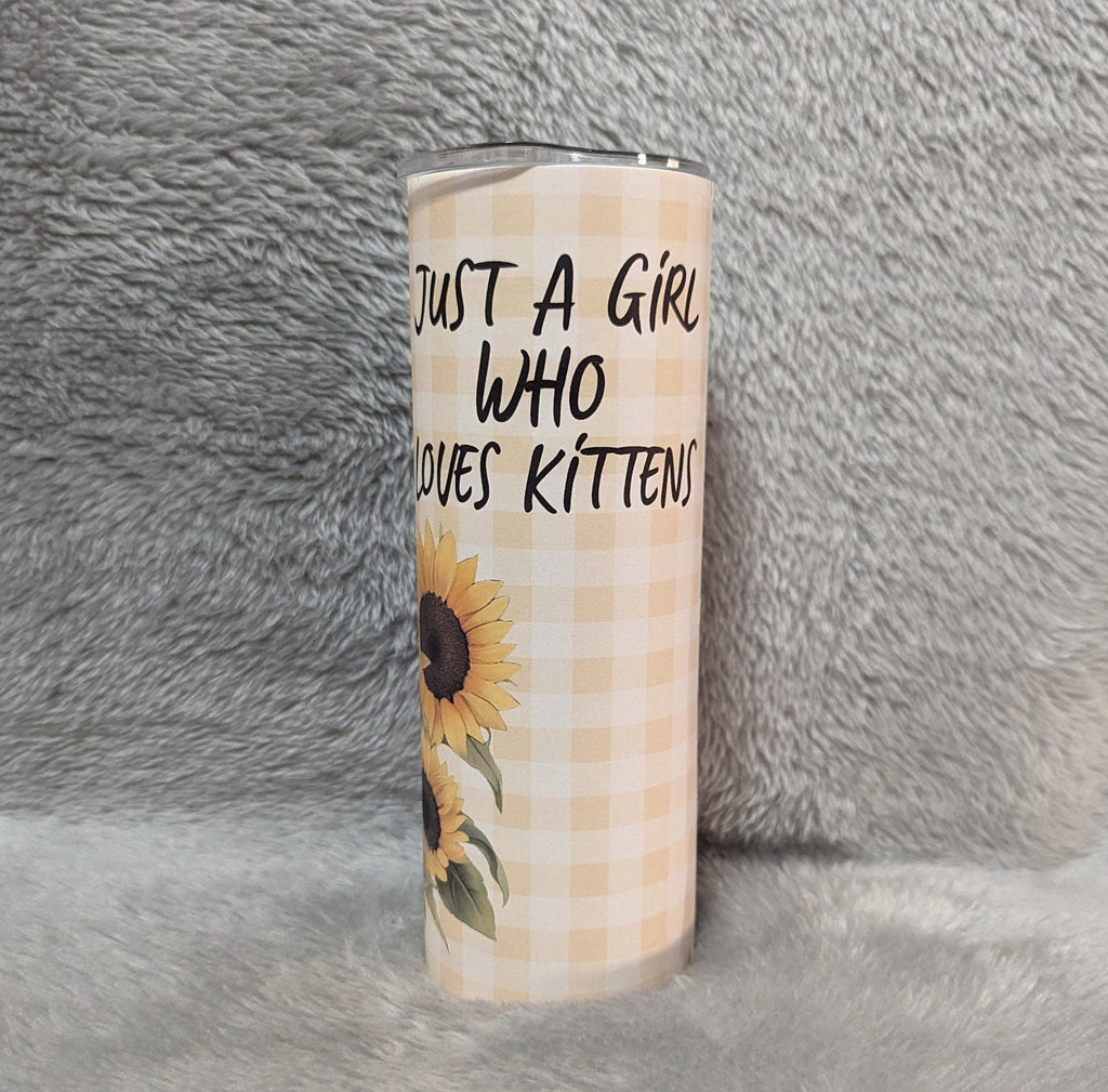 Just A Girl Who Loves Kittens Tumbler 20oz With Reusable Straw, Can Be Personalized
