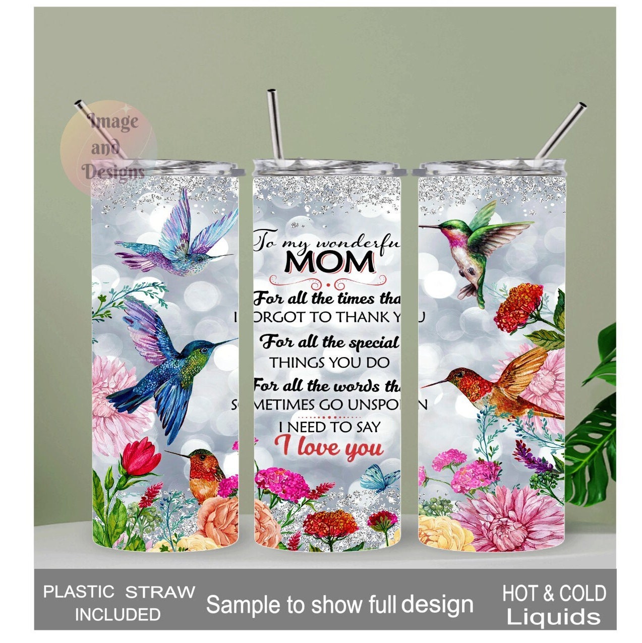 To My Wonderful Mom Tumbler 20oz With Reusable Straw