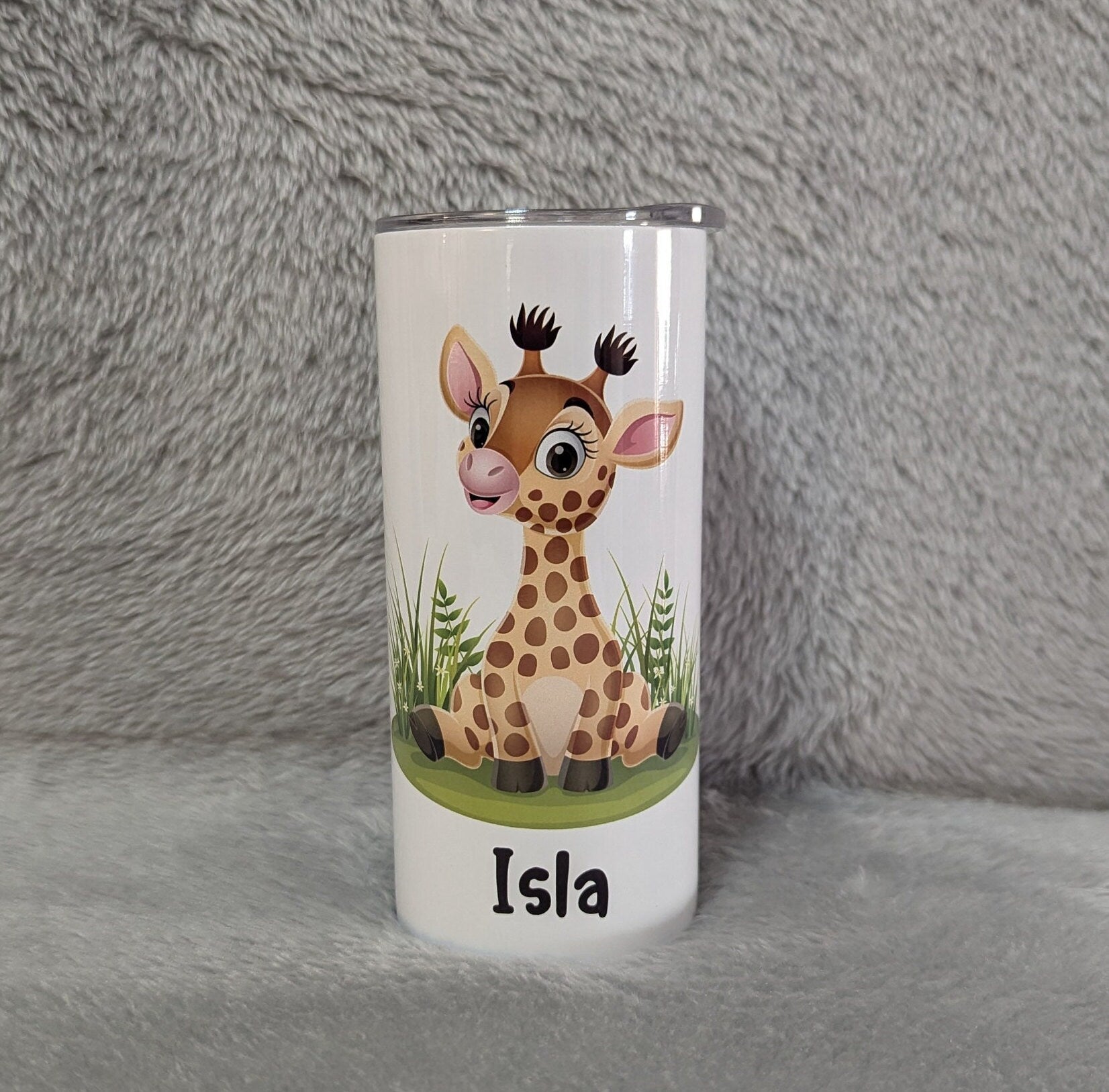 Kids Giraffe Tumbler 15oz With Reusable Straw, Can Be Personalized