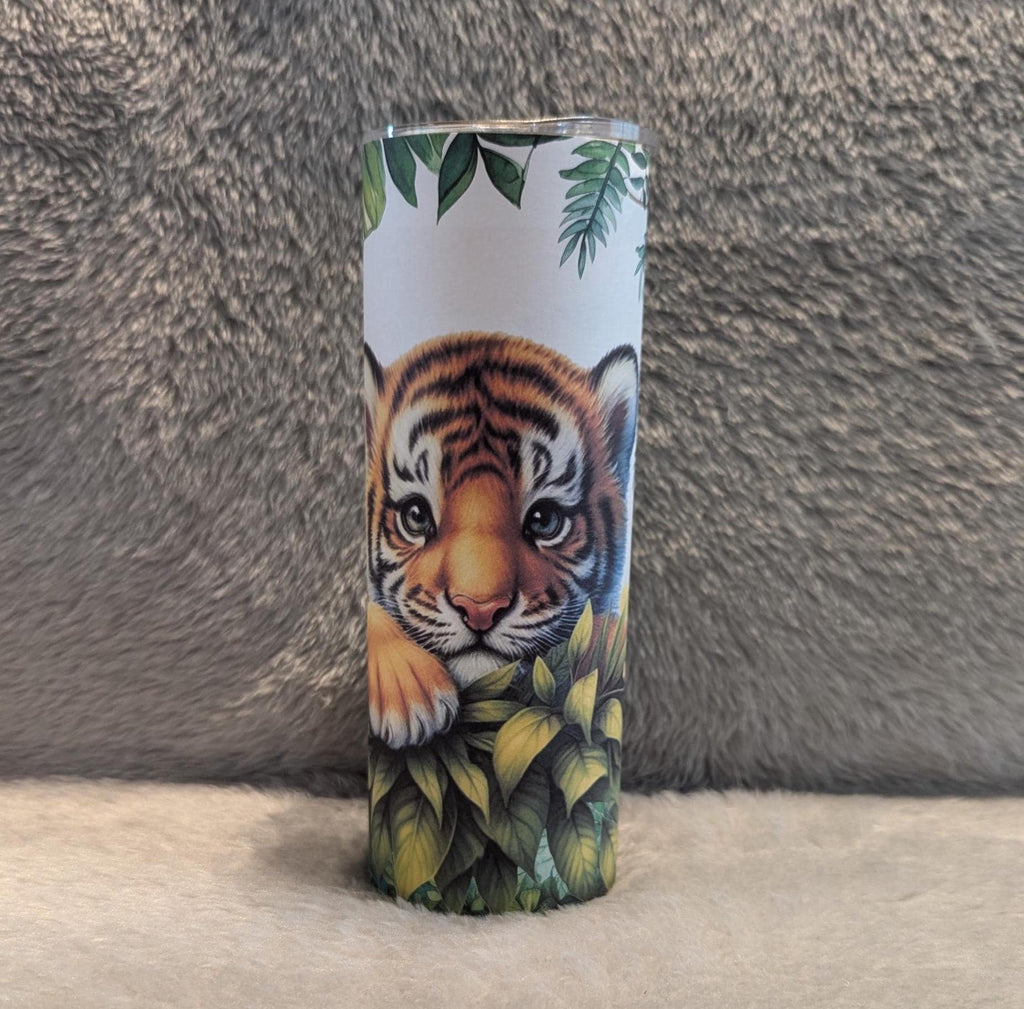 Tiger Cub Tumbler 20oz With Reusable Straw, Can Be Personalized