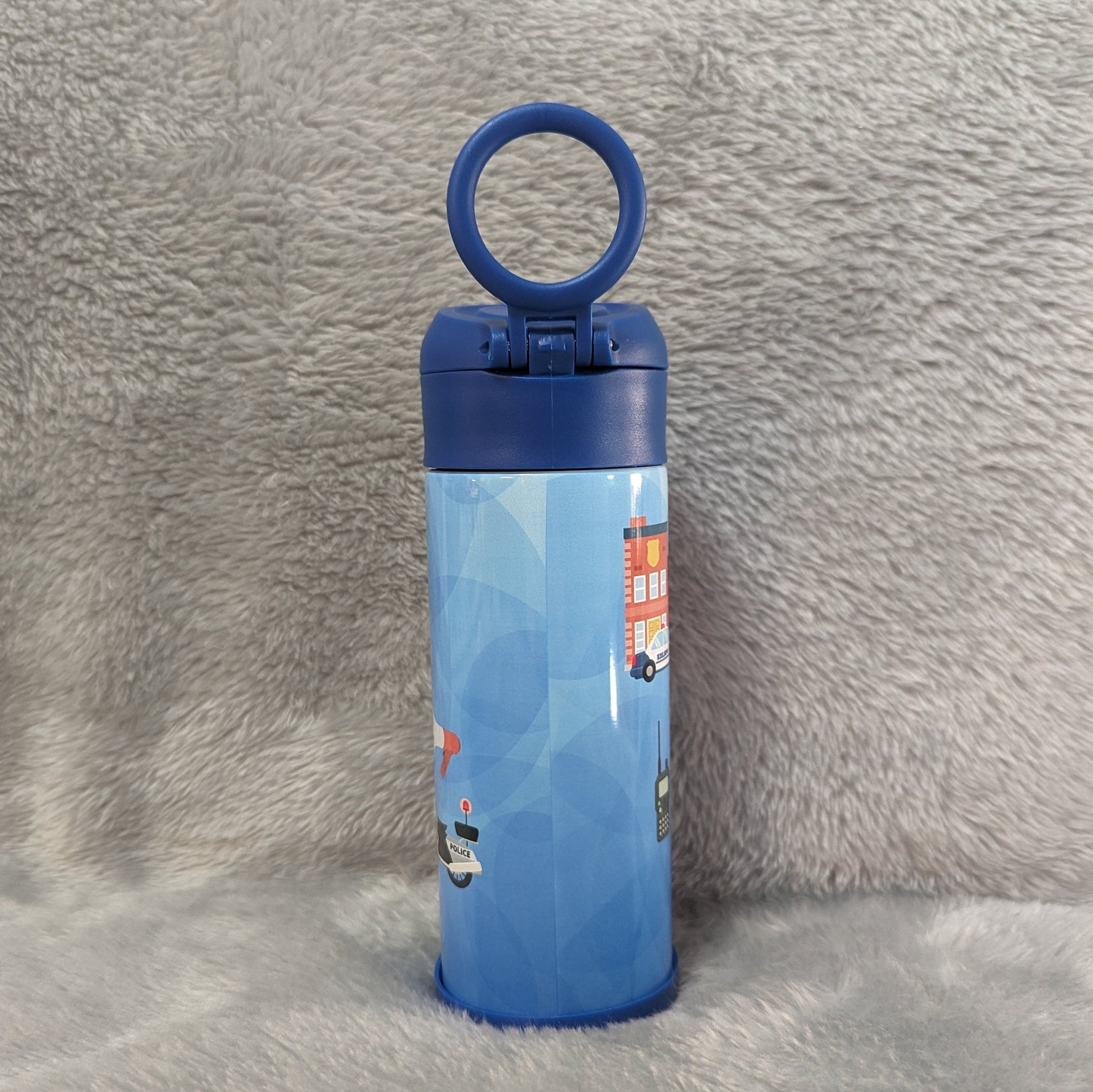 Kids Boy Cop Water Bottle 12oz With Reusable Straw Can Be Personalized