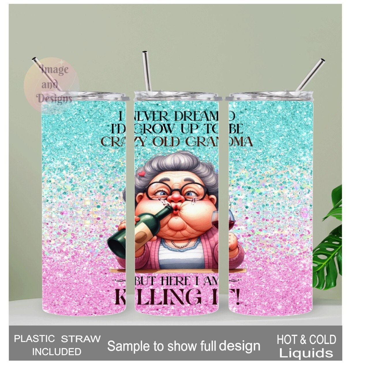 Fun Grandma Tumbler 20oz With Reusable Straw, Can Be Personalized