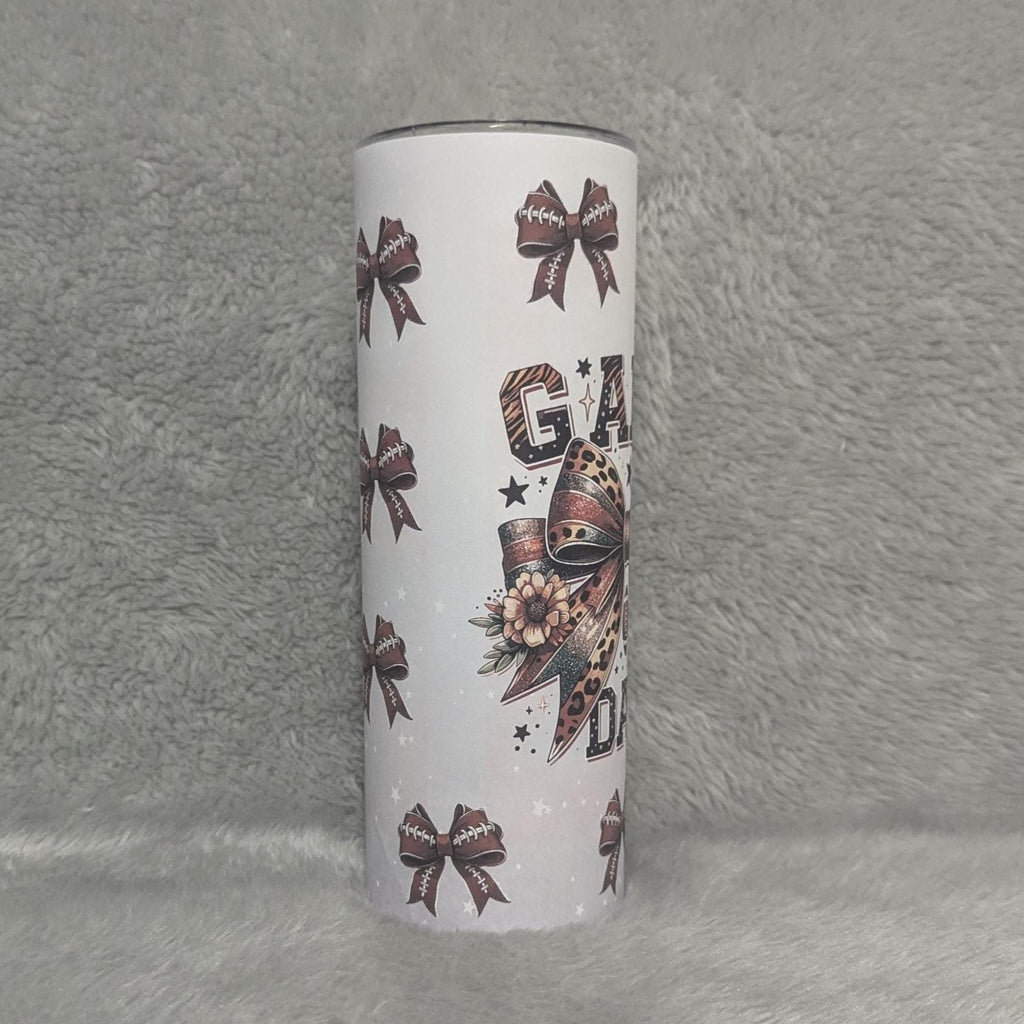 Football Game Day Tumbler 20oz With Reusable Straw