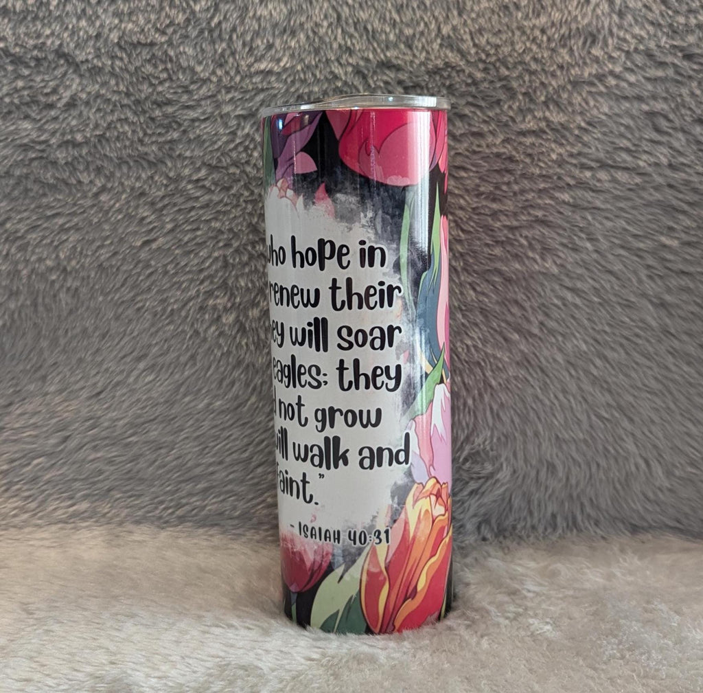 Isaiah 40:31 Bible Verse Religious Tumbler 20oz With Reusable Straw