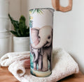 Cute Elephant Tumbler 20oz With Reusable Straw, Can Be Personalized