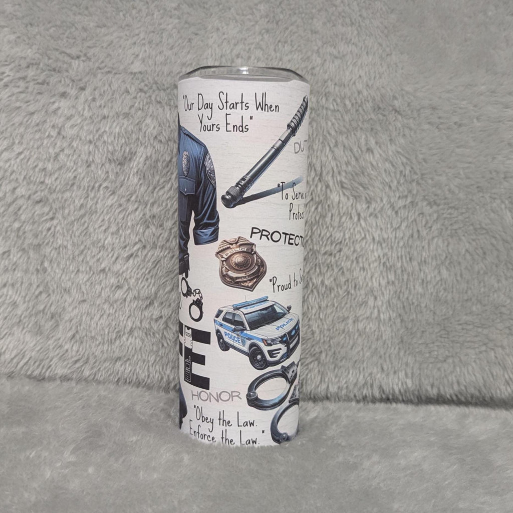 Police Life Tumbler 20oz With Reusable Straw