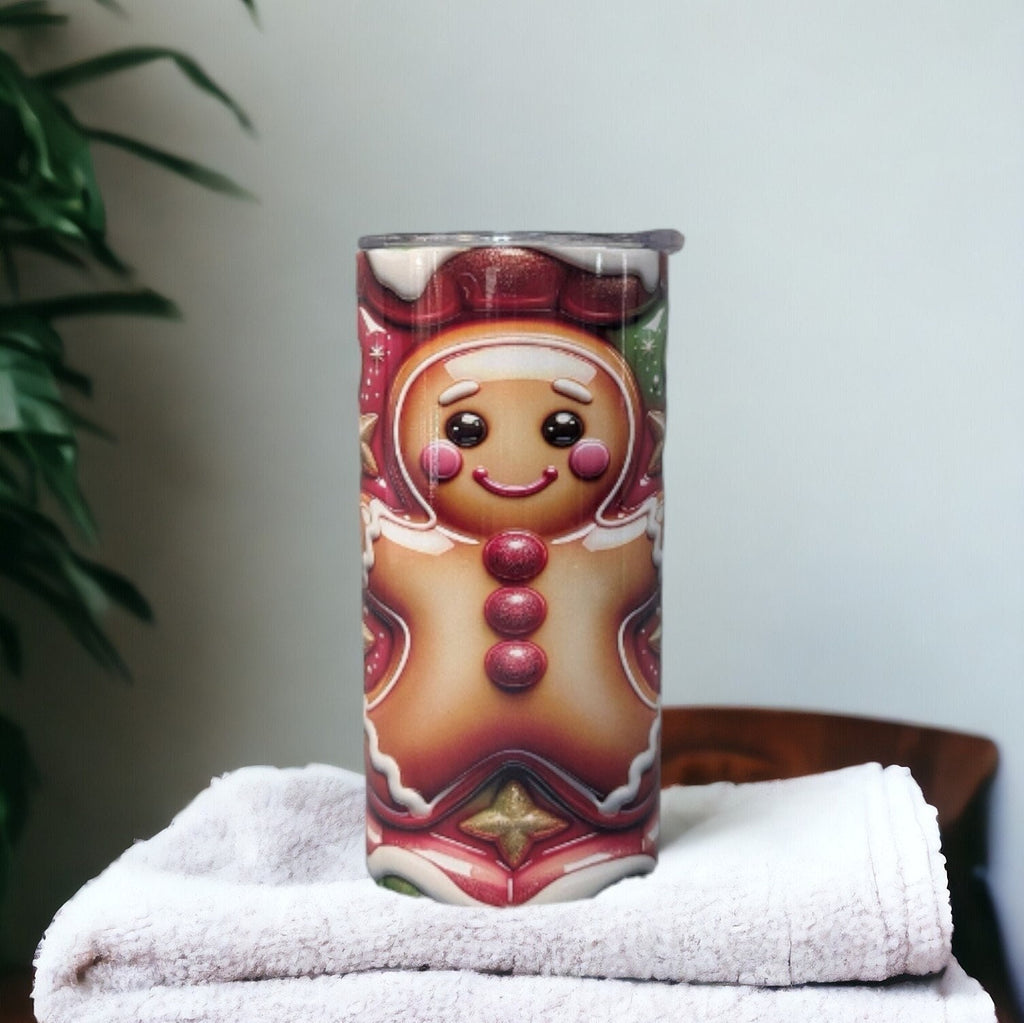 Kids Gingerbread Man Tumbler 15oz With Reusable Straw, Can Be Personalized