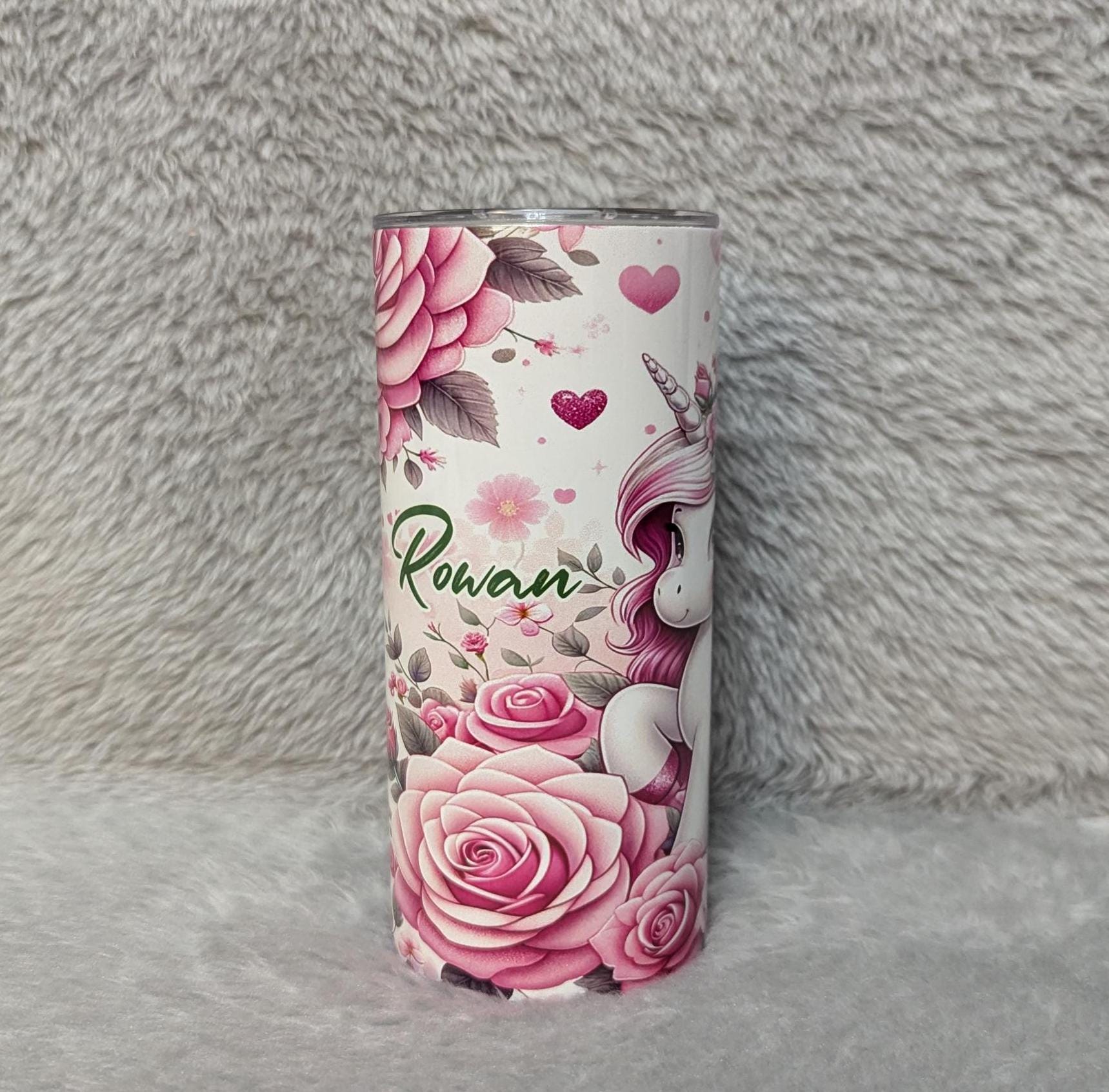 Adorable Kids Unicorn Pony Tumbler 15oz With Reusable Straw, Can Be Personalized