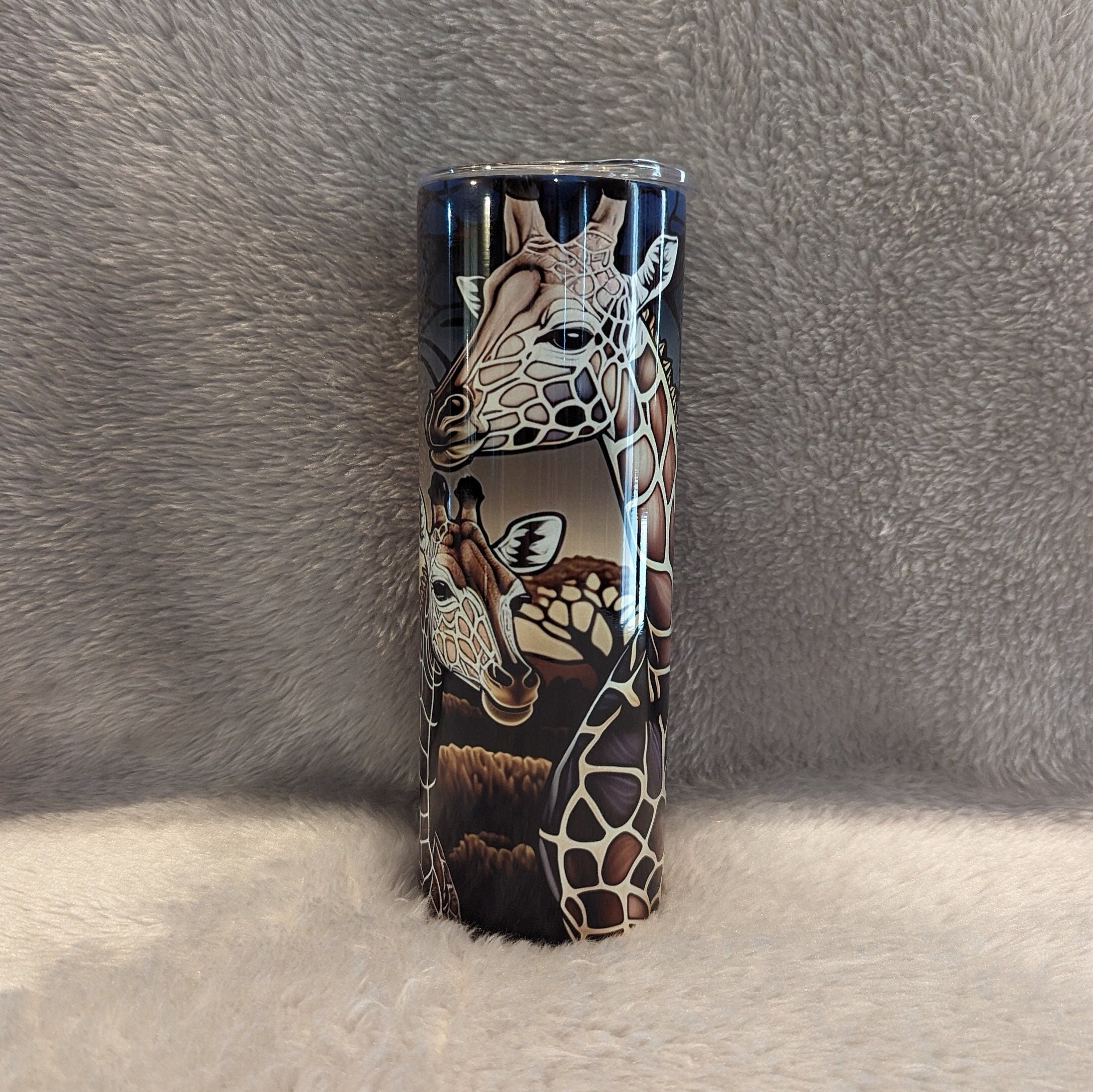 Giraffe Tumbler With A Stained Glass Design 20oz With Reusable Straw, Can Be Personalized