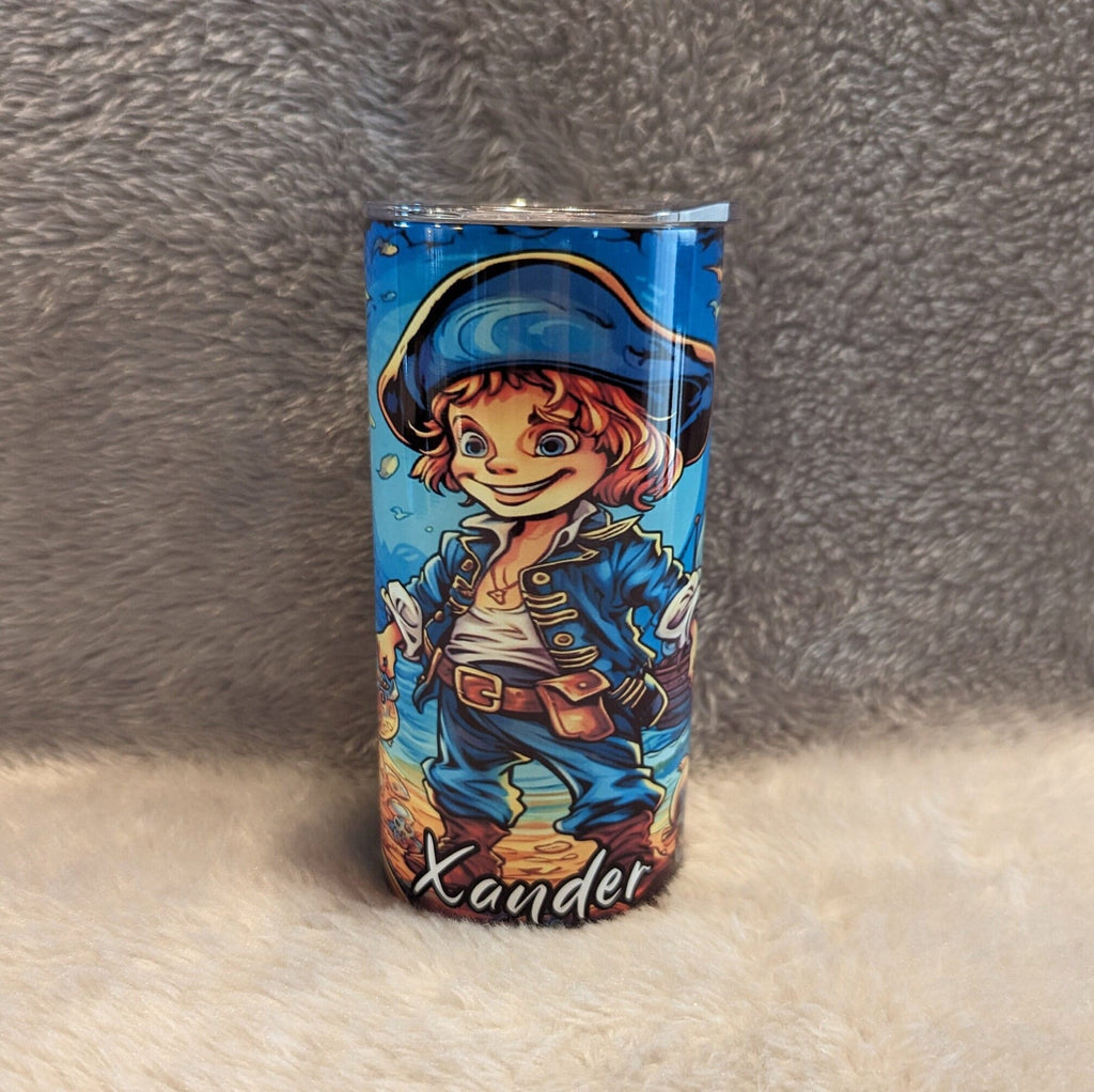 Kids Pirate Tumbler 15oz With Reusable Straw, Can Be Personalized