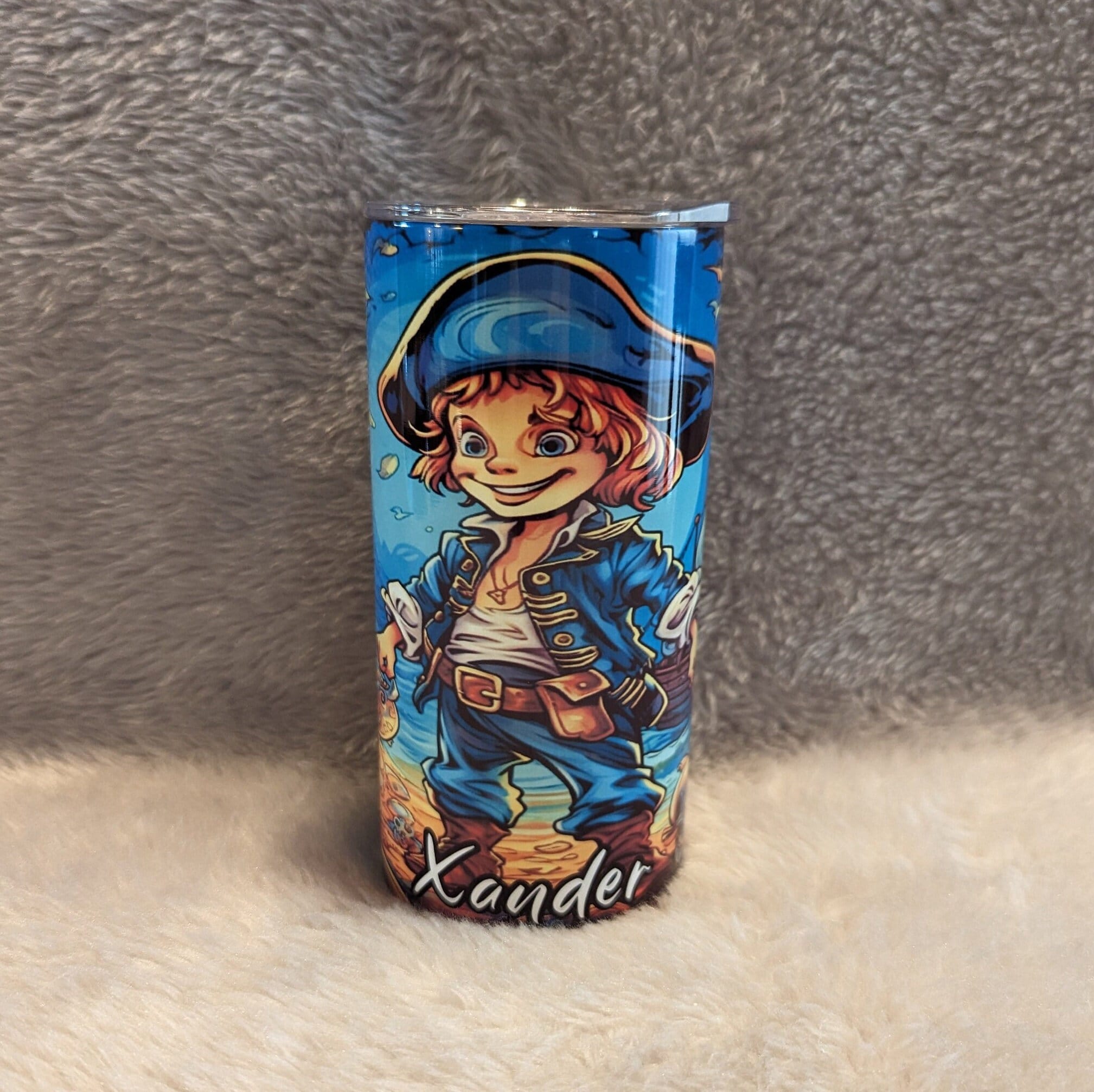 Kids Pirate Tumbler 15oz With Reusable Straw, Can Be Personalized