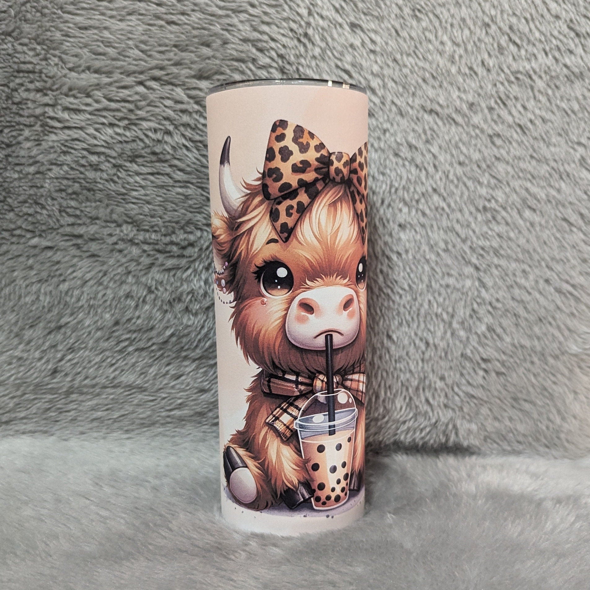 Rise and Shine It's Coffee Time Highland Cow Tumbler 20oz With Reusable Straw, Can Be Personalized