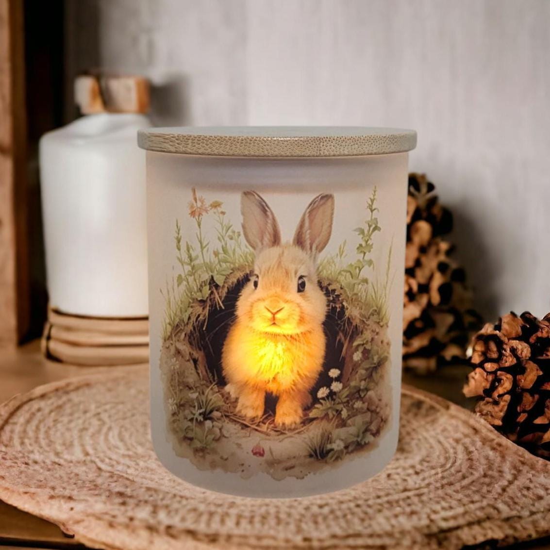 Rabbit Candle Holder With A Battery Operated Flickering Tea Light