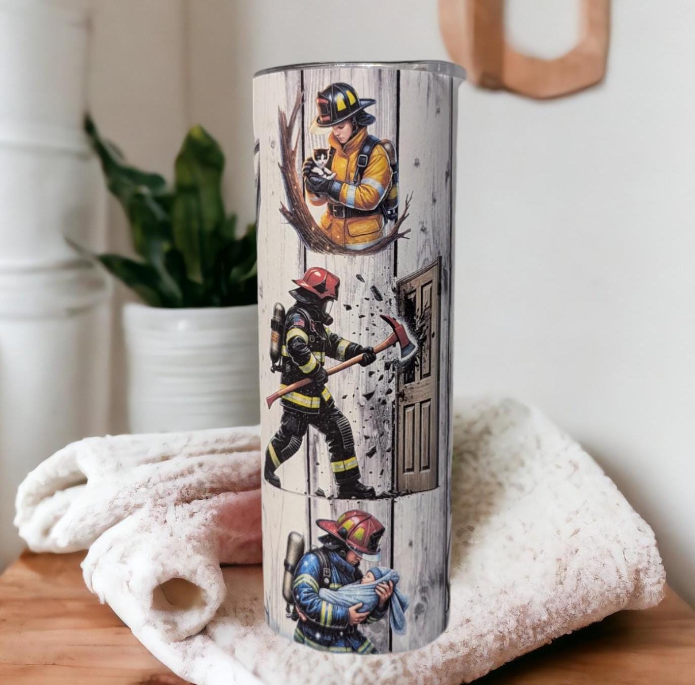 Firefighter Tumbler 20oz With Reusable Straw