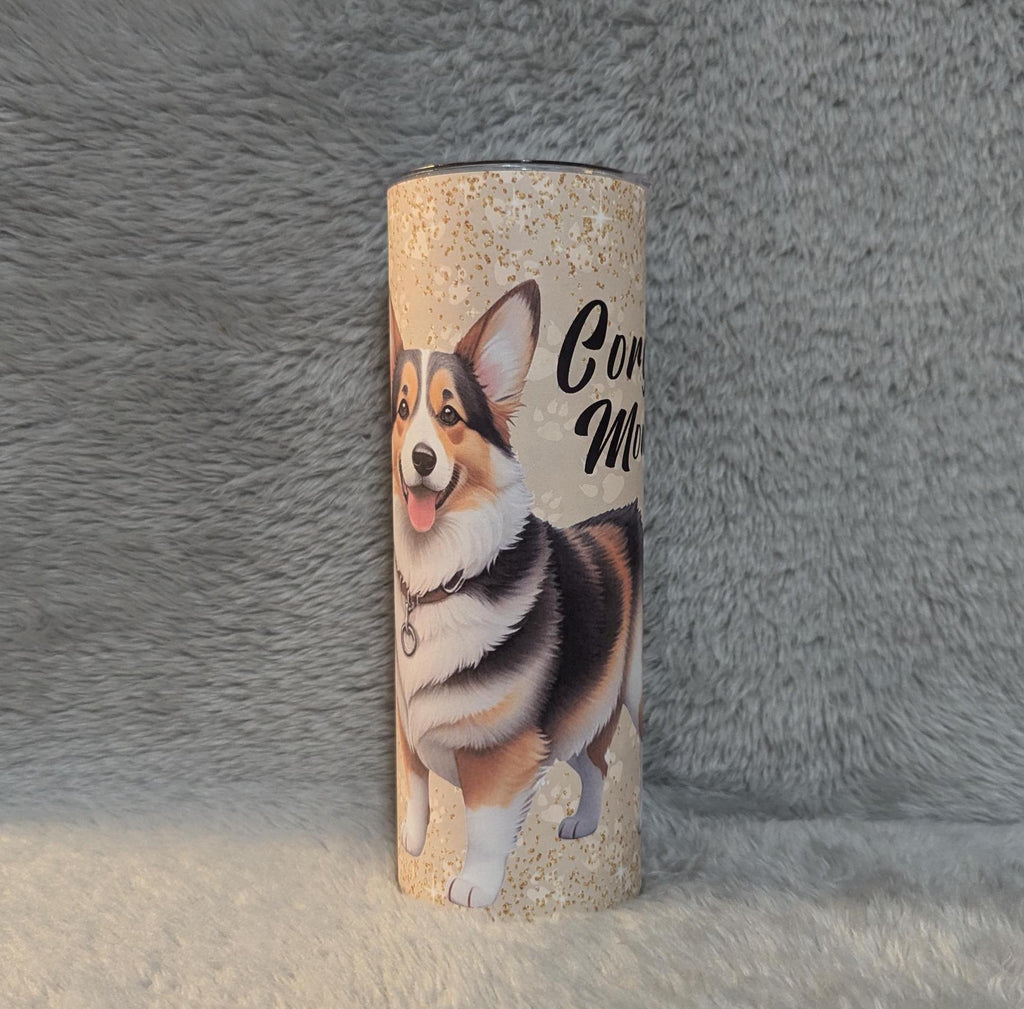 Corgi Mom Tumbler 20oz With Reusable Straw, Can Be Personalized