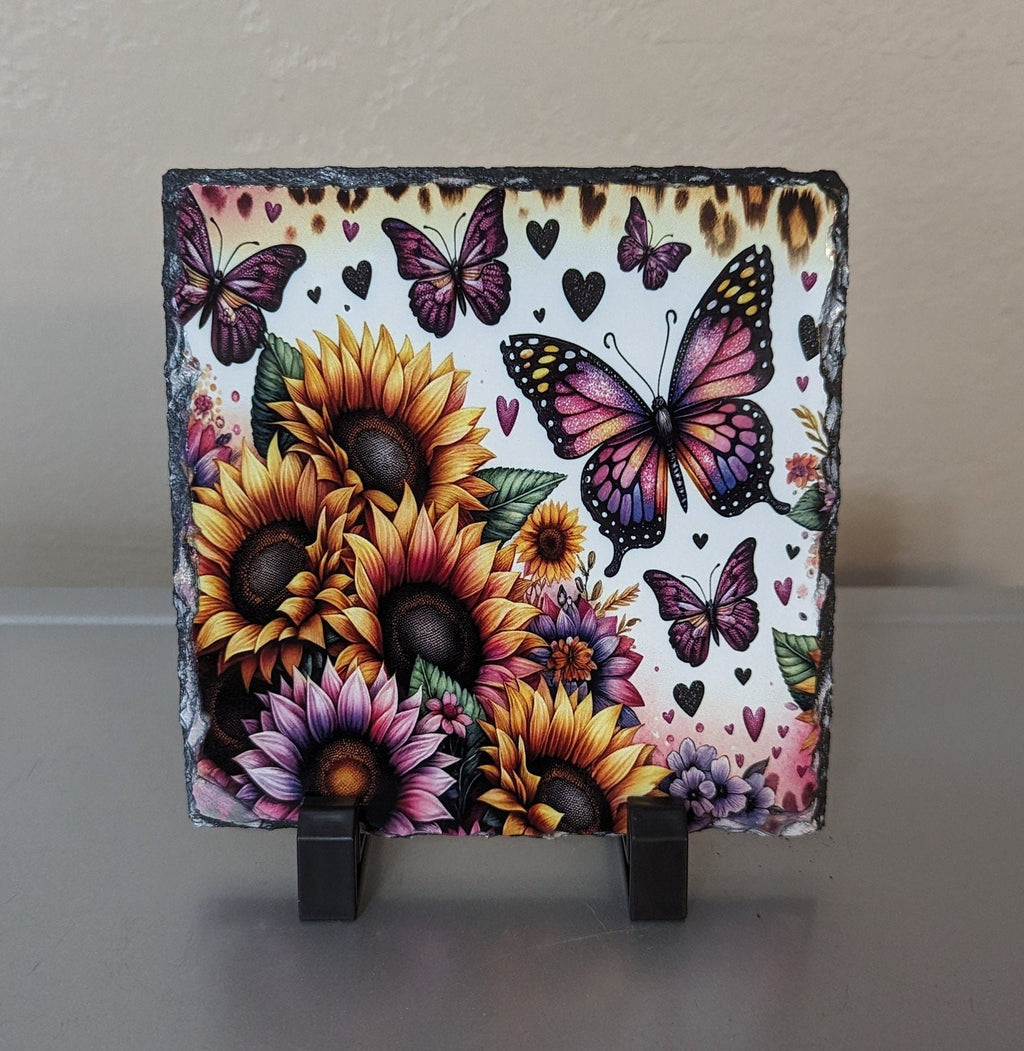 Slate Butterfly Picture With Display Legs