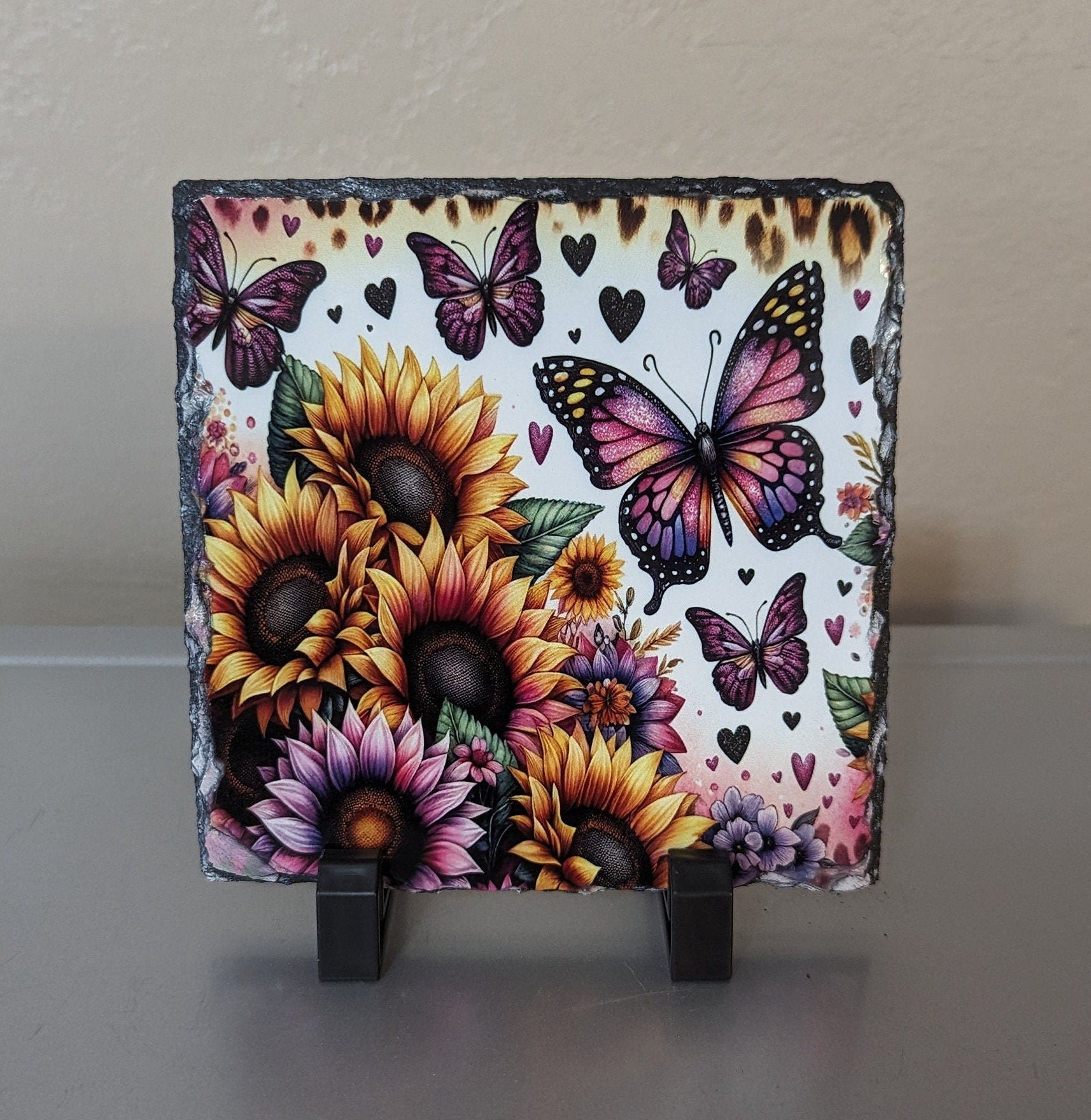 Slate Butterfly Picture With Display Legs