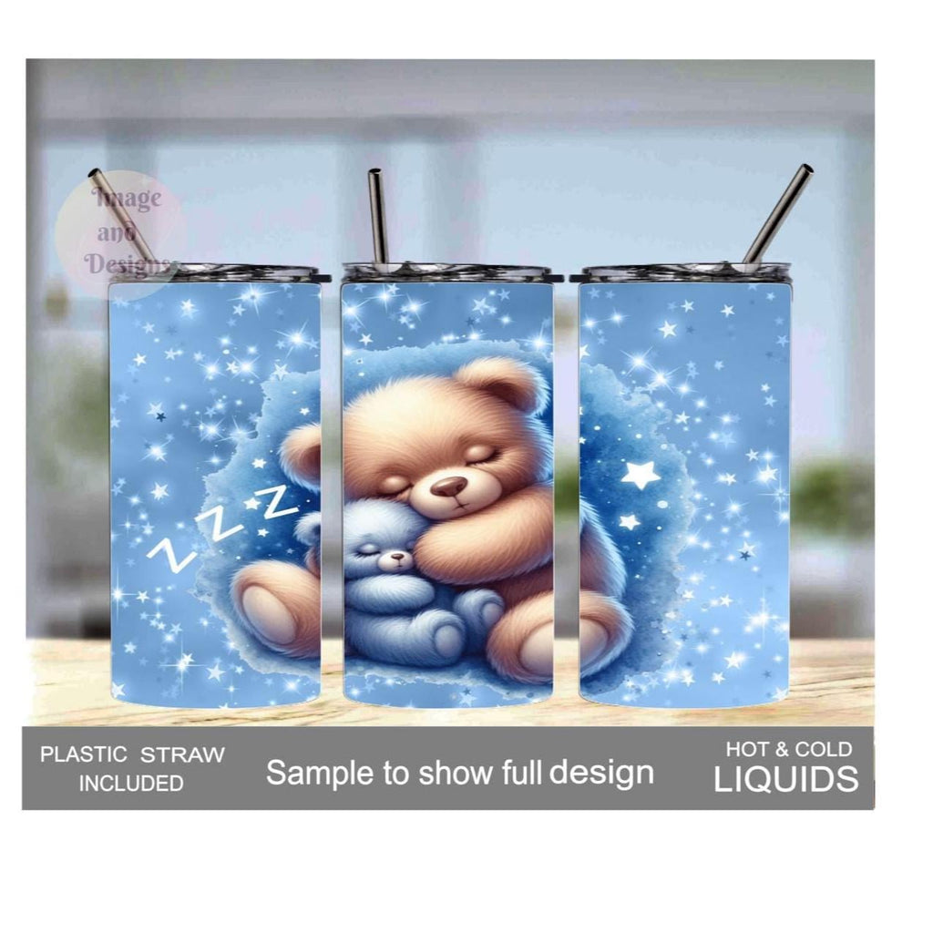 Sleeping Teddy Bear 15oz Tumbler Can Be Personalized