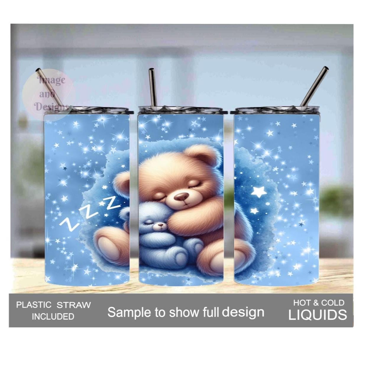 Sleeping Teddy Bear 15oz Tumbler Can Be Personalized