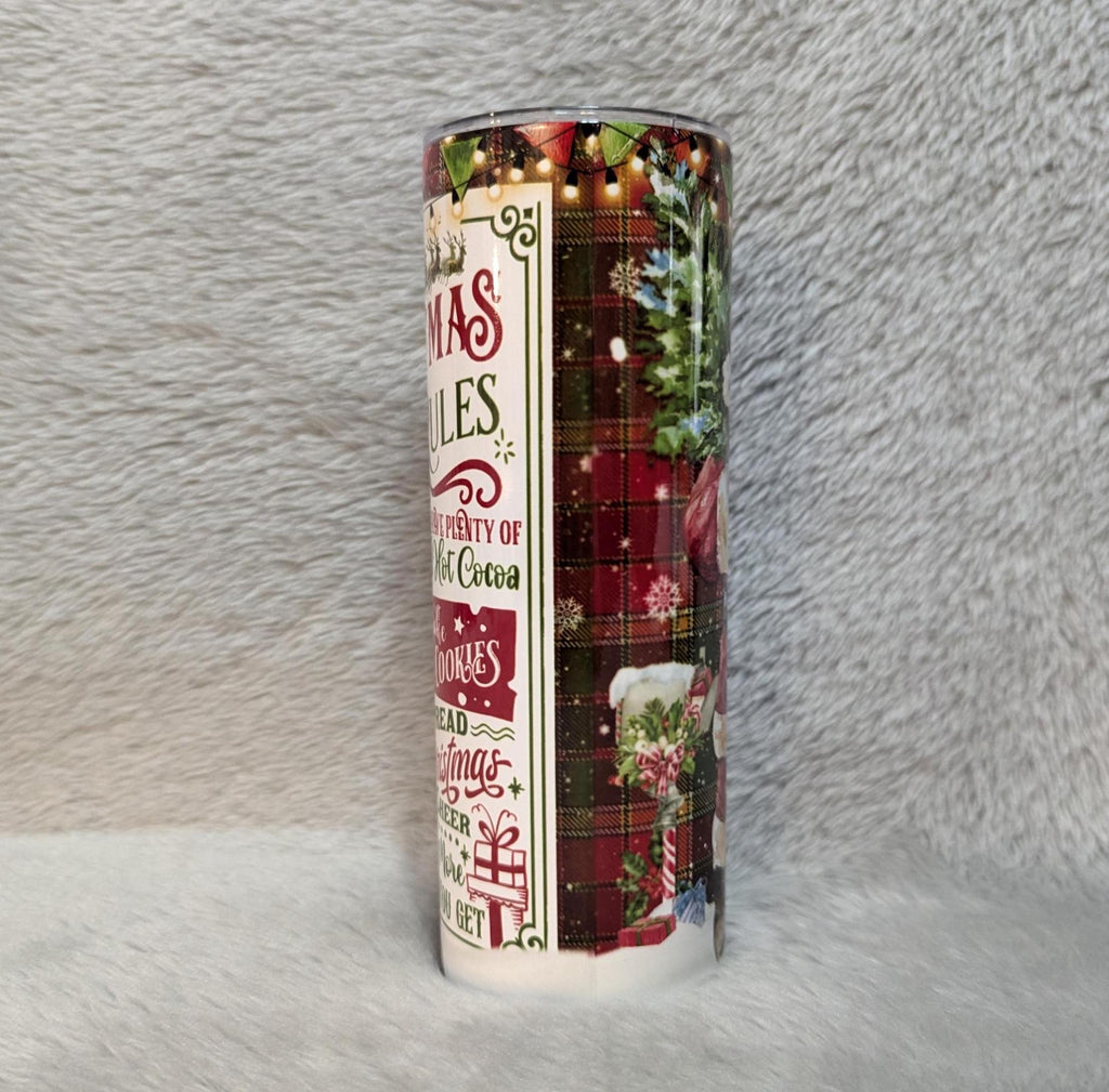 Santa Christmas Rules Tumbler 20oz With Reusable Straw