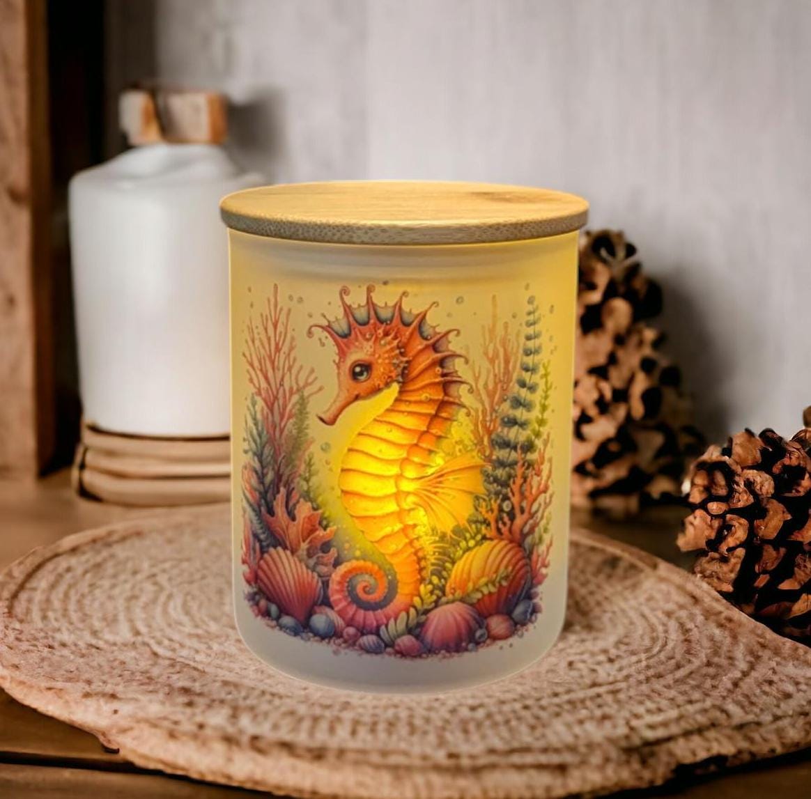Pink Seahorse Candle Holder With A Battery Operated Flickering Tea Light