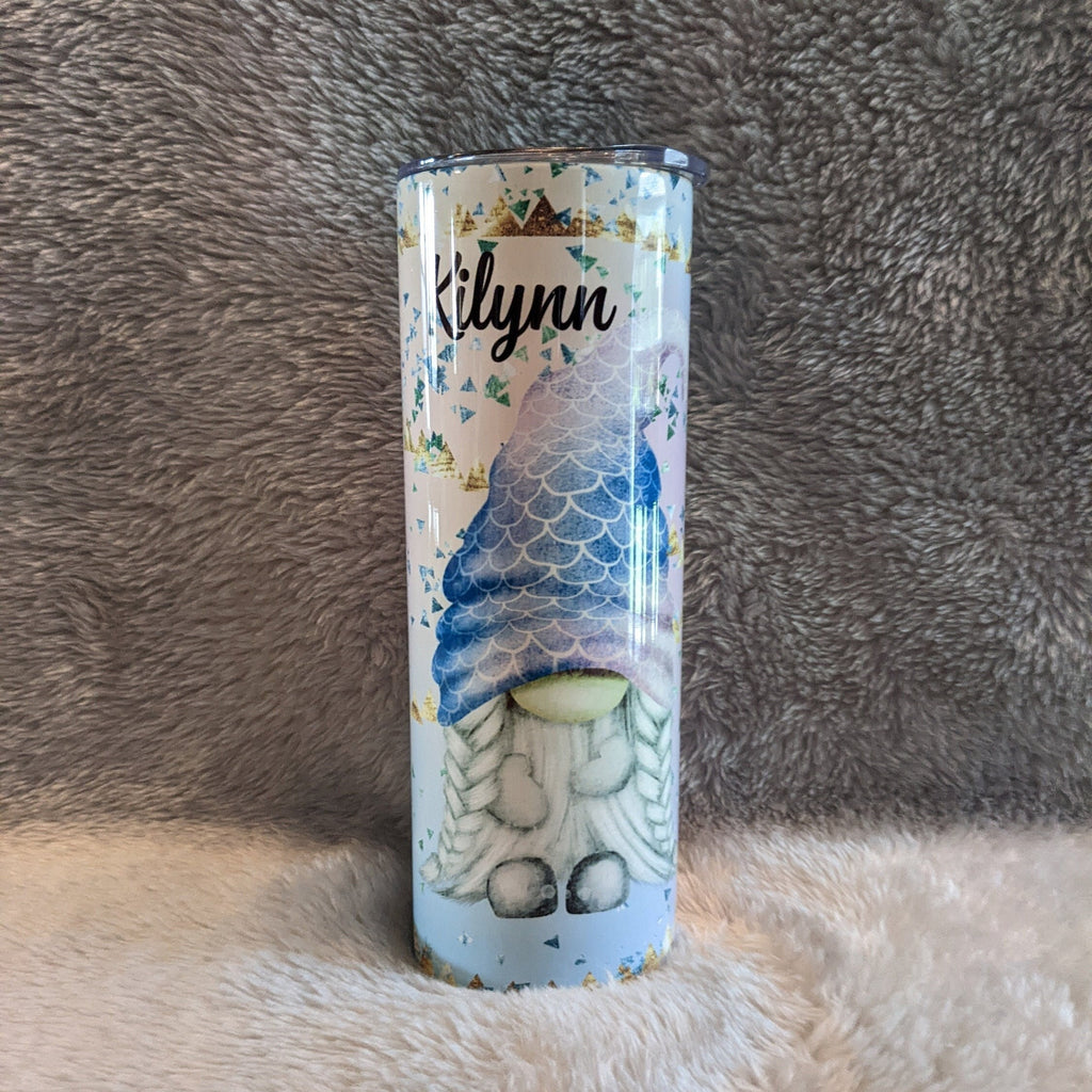 Mermaid Gnome Tumbler 20oz With Reusable Straw, Can Be Personalized