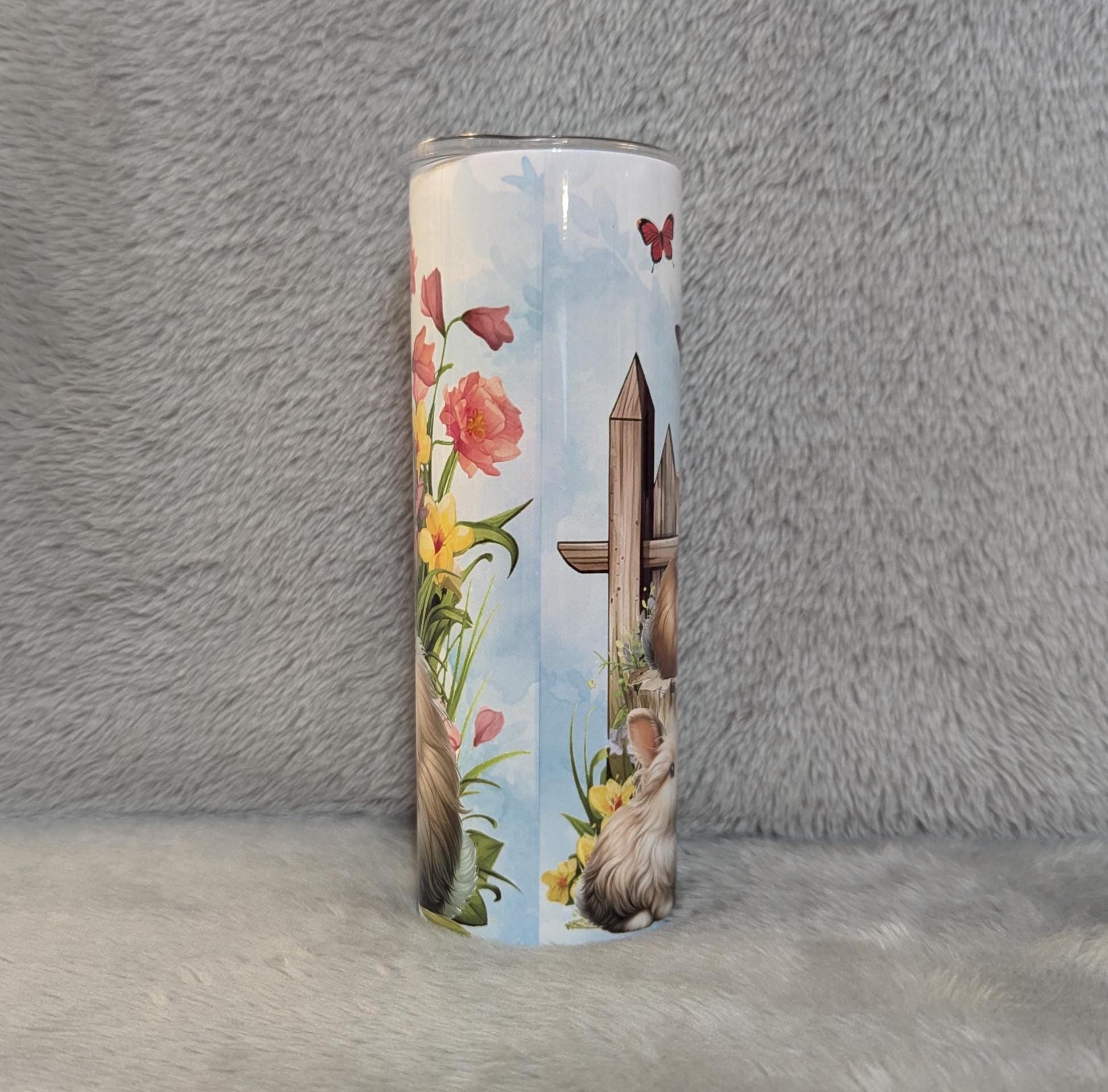 Bunny Rabbit Tumbler 20oz With Reusable Straw, Can Be Personalized