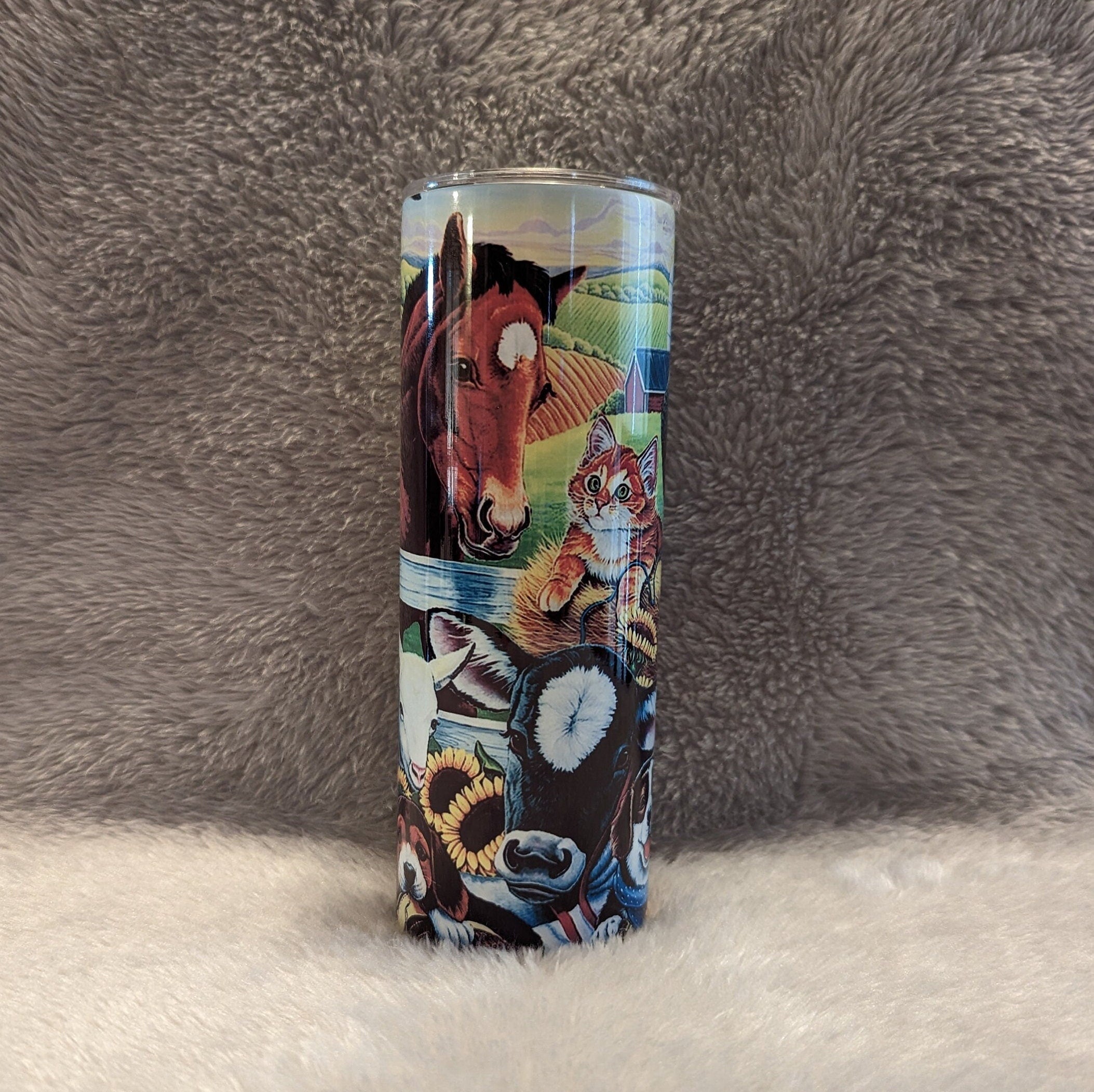 Farm Animals Tumbler 20oz With Reusable Straw, Can Be Personalized