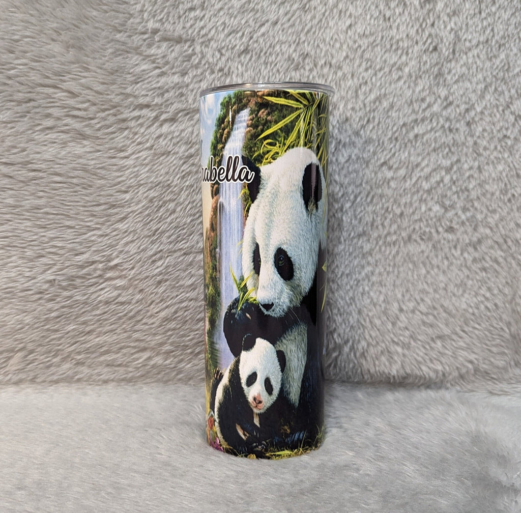 Panda Bear Tumbler 20oz With Reusable Straw, Can Be Personalized