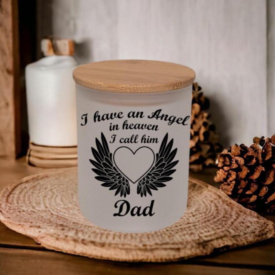 Heavenly Angel Dad Candle Holder With A Battery Operated Tea Light