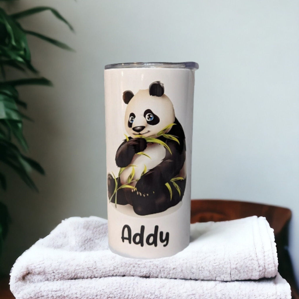 Kids Panda Bear Tumbler 15oz With Reusable Straw, Can Be Personalized