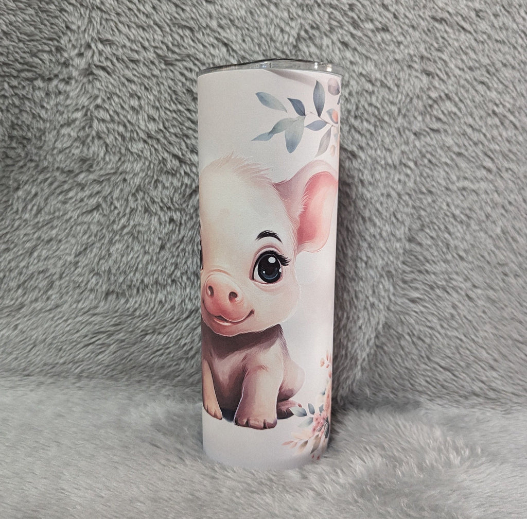 Pig Tumbler 20oz With Reusable Straw, Can Be Personalized