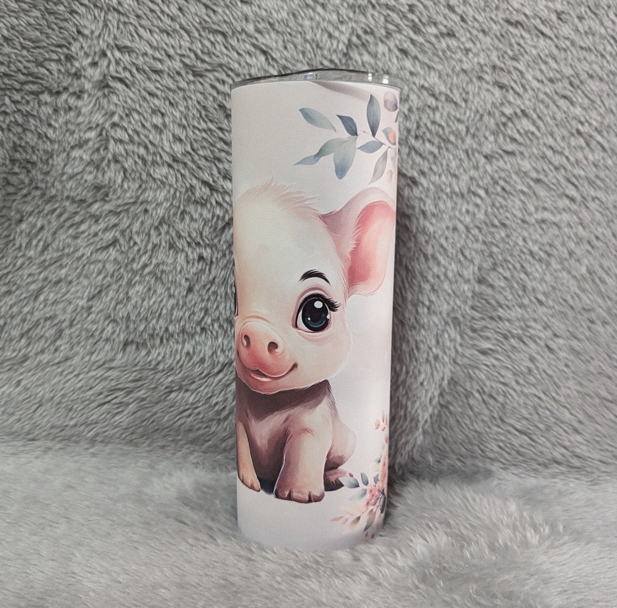 Pig Tumbler 20oz With Reusable Straw, Can Be Personalized