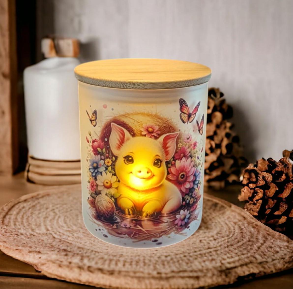 Pretty Pig Candle Holder With A Battery Operated Flickering Tea Light