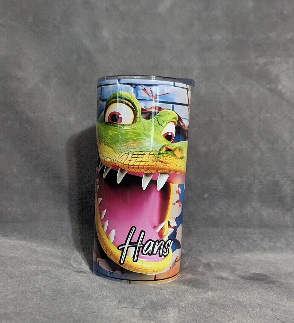 Kids Alligator Tumbler 15oz With Reusable Straw, Can Be Personalized