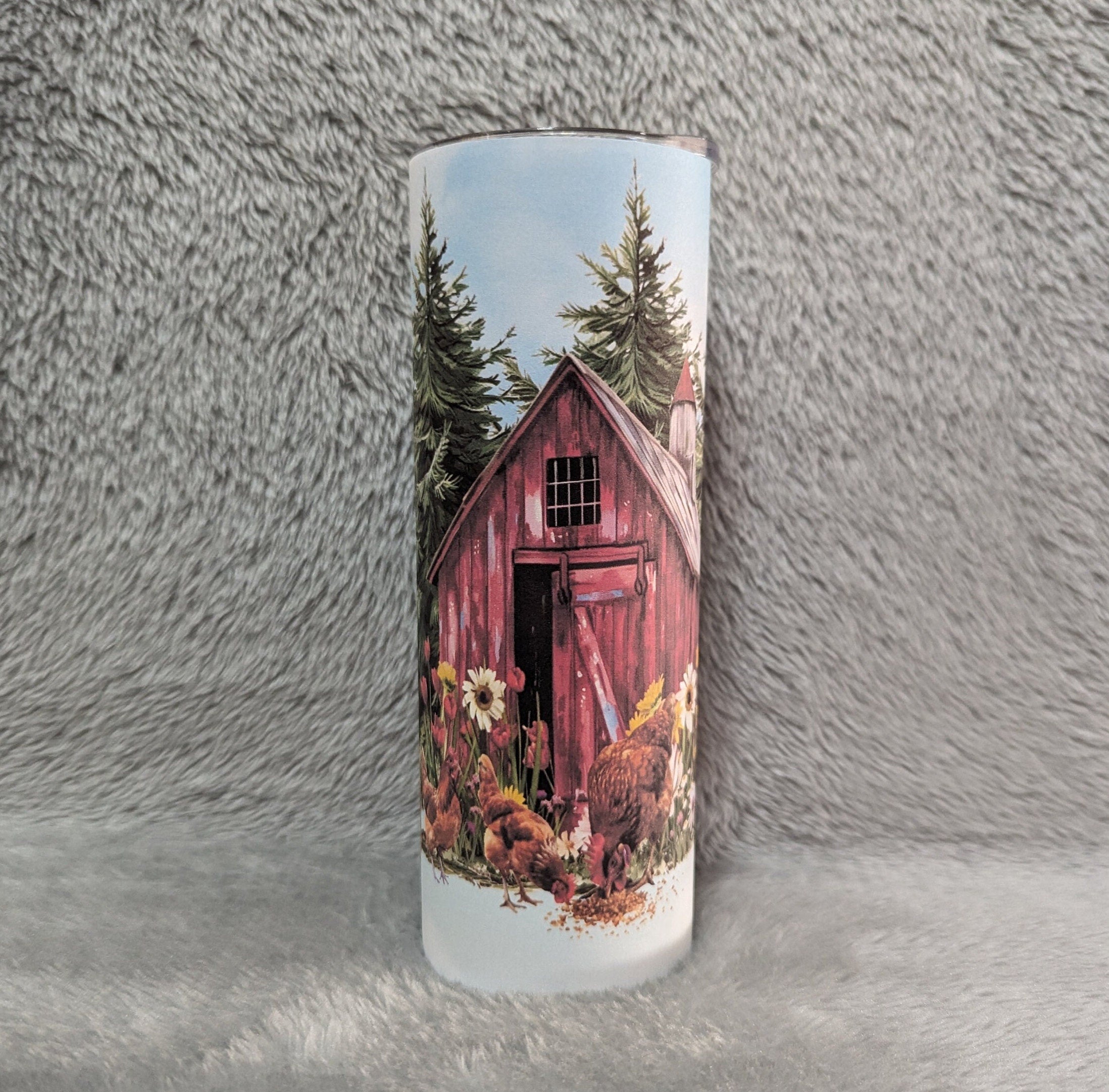 Farmhouse Chicken Tumbler 20oz With Reusable Straw, Can Be Personalized