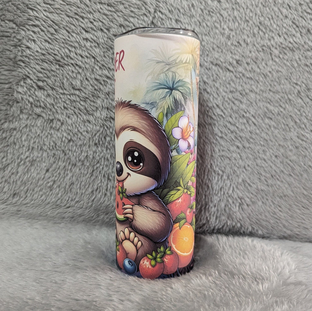 Summer Vibes Sloth Tumbler 20oz With Reusable Straw